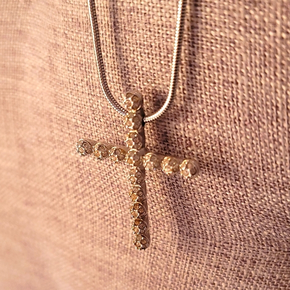 Swarovski Vintage Rhodium Pavé Cross Necklace - Picture 1 of 6